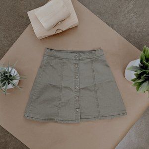 Green Button up Mini Skirt